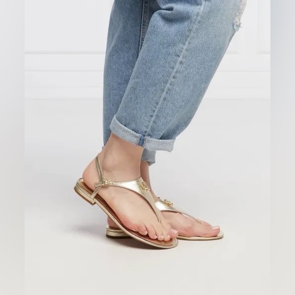 RALPH LAUREN ELLINGTON Gold Metallic Leather Women's Sandal 10 B - Picture 1 of 5